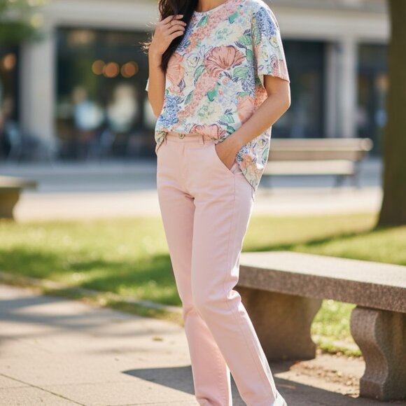 Elegant Blush Pendleton Women's Straight Leg Pants & Top - Picture 1 of 15